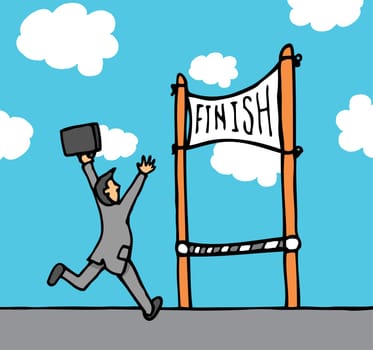 Businessman reaching goal