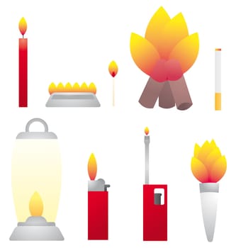 Set of fire objects / Heat