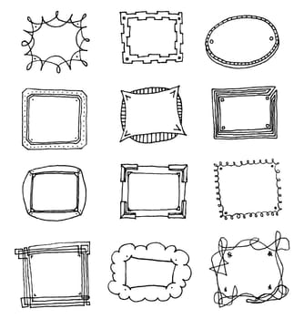 Hand drawn vector picture frame set