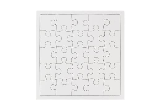 Blank puzzle pieces cropped on white background