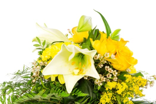 A bouquet of roses,lilies and chrysanthemums