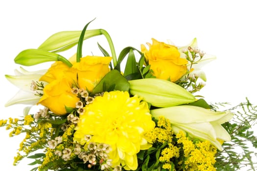 A bouquet of roses,lilies and chrysanthemums
