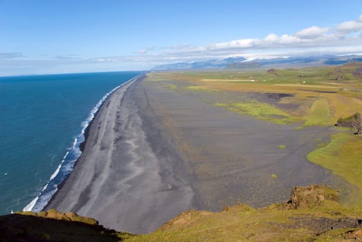 beach on the coast of Vik in Iceland