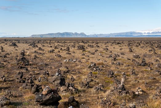 piles of stone in desert in Iceland