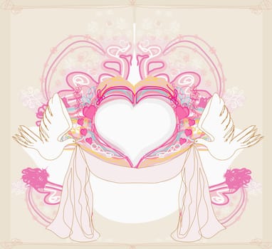 romantic card with love birds
