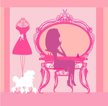 make up at home , silhouettes vector illustration