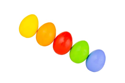 Colorful Easter eggs in a row across the picture