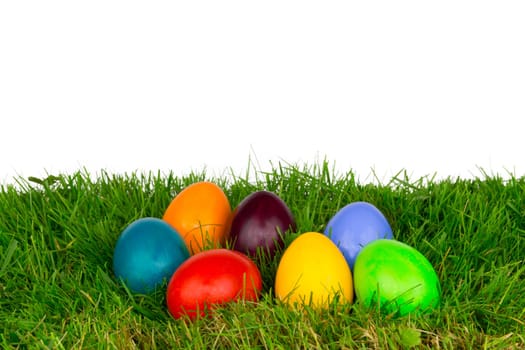 Colourful Easter eggs in a meadow