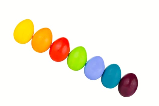Colorful Easter eggs in a row across the picture