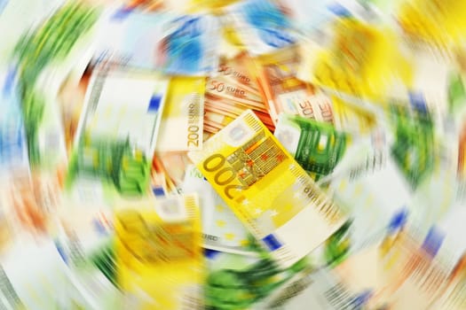 Composition with Euro banknotes. European Union currency