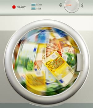 Money laundering. Euro European currency