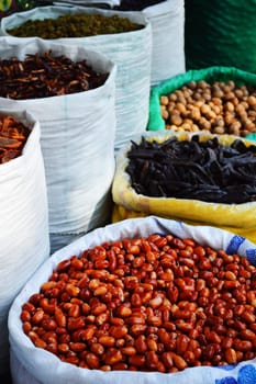 Food products on the street market in arabic city