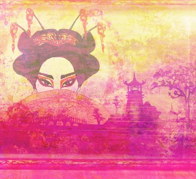 Abstract Beautiful geisha Portrait
