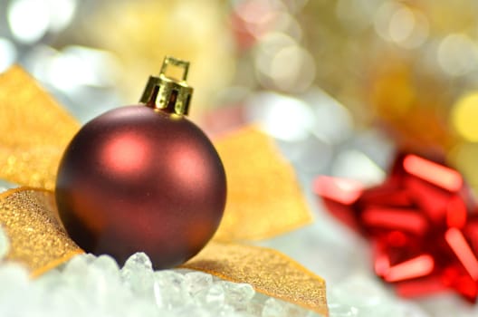 christmas decoration, colored Christmas ball and bokeh background