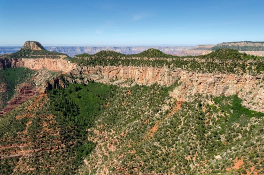 in flight in helicopter over the Grand Canyon
