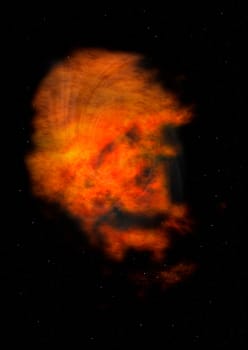 Far being shone nebula and star field against space.