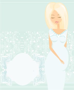 happy pregnant woman, baby shower card