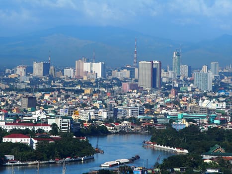 view of a river in the middle of an asian city