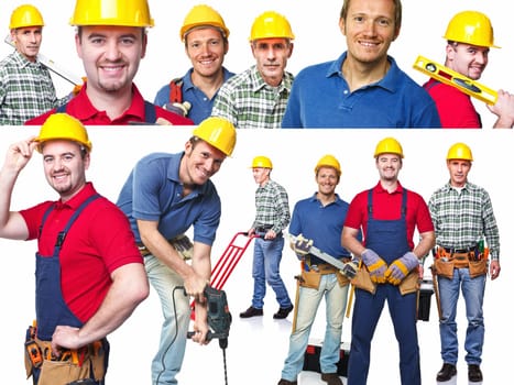 manual workers on white background collection