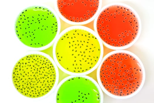 different colors and flavors on a white background