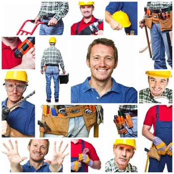 manual workers on white background collection