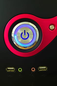 Switch the computer on black background.