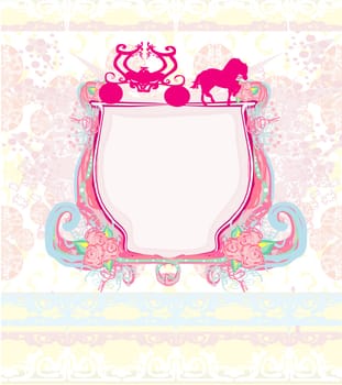 carriage- vintage floral wedding invitation