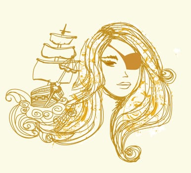Pirate Girl beautiful abstract portrait