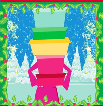 Christmas shopping - winter sale card
