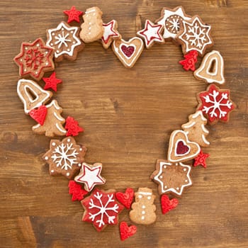 Colourful heart-shaped squares for Christmas