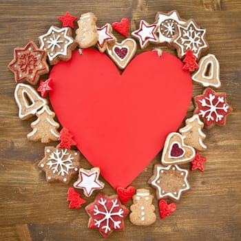 Colourful heart-shaped squares for Christmas