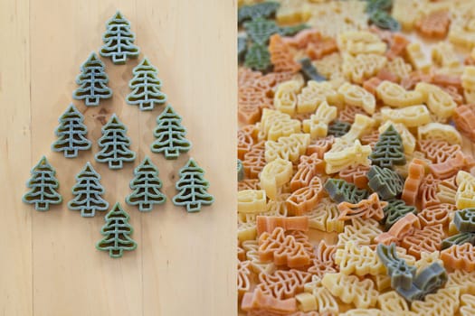 Colorful pasta for Christmas