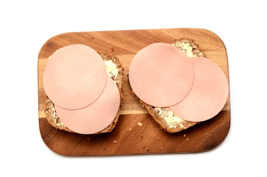 Ham sausage on wholemeal rolls