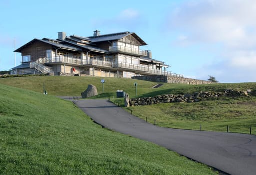 clubhouse at the top of a hill