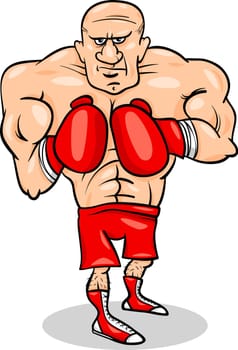 Cartoon Illustrations of Boxer Sportsman or Fighter