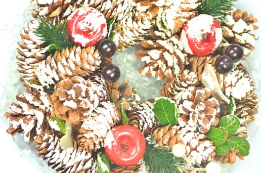 christmas decoration, Christmas wreath made of cones