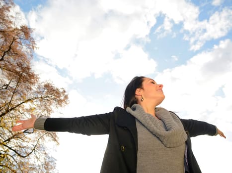young woman cheers