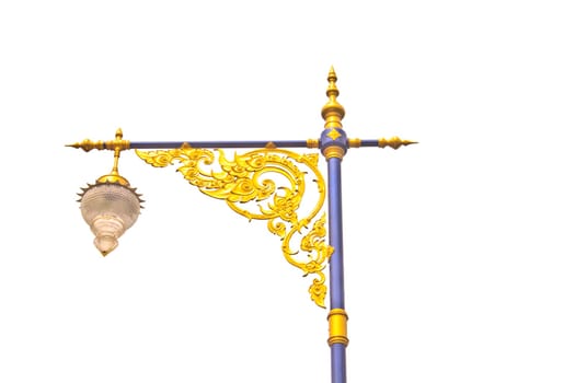 golden lighting pole on background, Thai style statue
