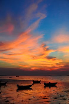 sunset on the pattaya beach in thailand
