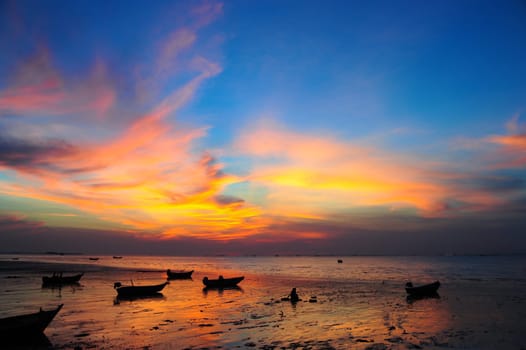 sunset on the pattaya beach in thailand