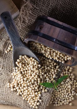 soy bean on wooden table