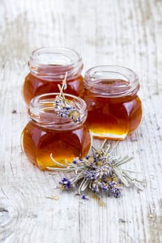 herbal honey with lavender flowers