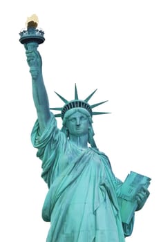 Statue of Liberty on the White background. Front view. (New York City, USA)