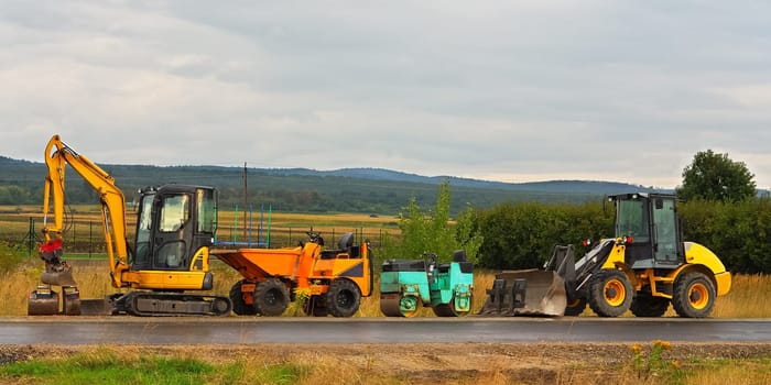 Machinery and vehicles in road construction
