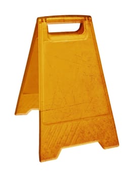 Yellow sign that alerts for wet floor.  (with clipping work path)