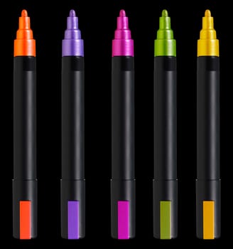 Colorful text highlighter pens,  (with clipping work path)