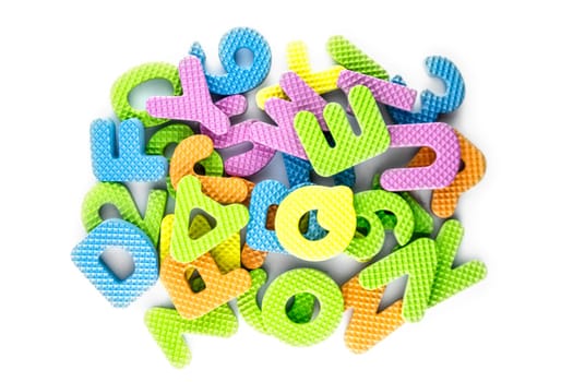 colorful alphabet letters on white background .