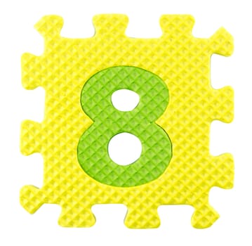 Number Eight, Alphabet puzzle isloated on white background , with clipping path.