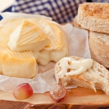 Camembert and toasted slices of ciabatta