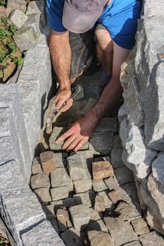 Paving with granite stones